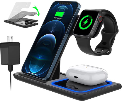 "Ultimate 3-in-1 Wireless Charging Station for iPhone, Apple Watch, and AirPods (18W Fast Charging, Includes QC3.0 Adapter)"